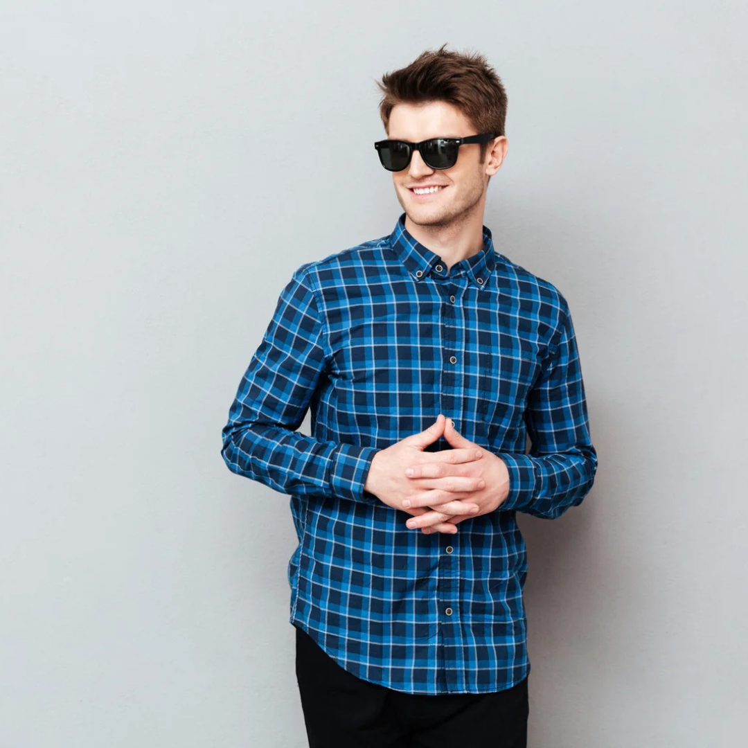 Check Blue Shirt for men